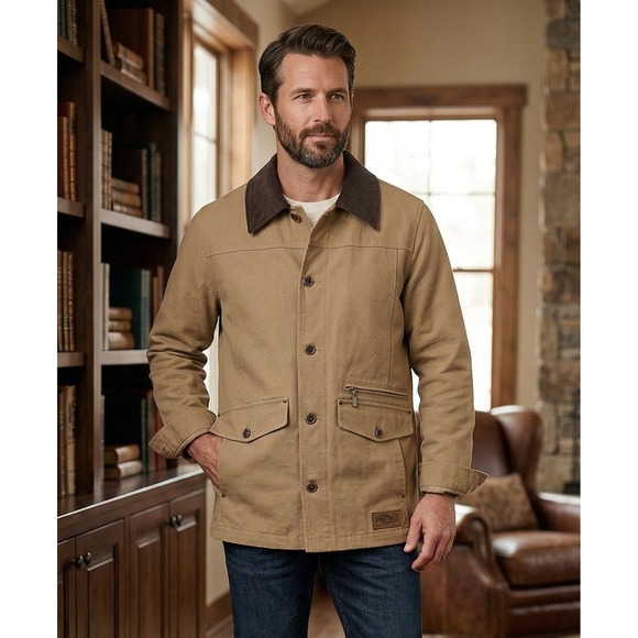 Pendleton Dry Goods Mens Canvas Jacket Brown Old Oak Size S Corduroy Collar NWT